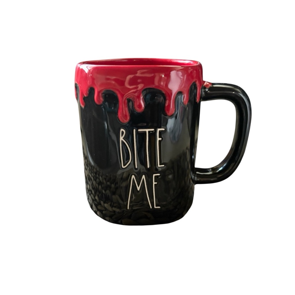 Rae Dunn Black and Red 'Bite Me' Mug